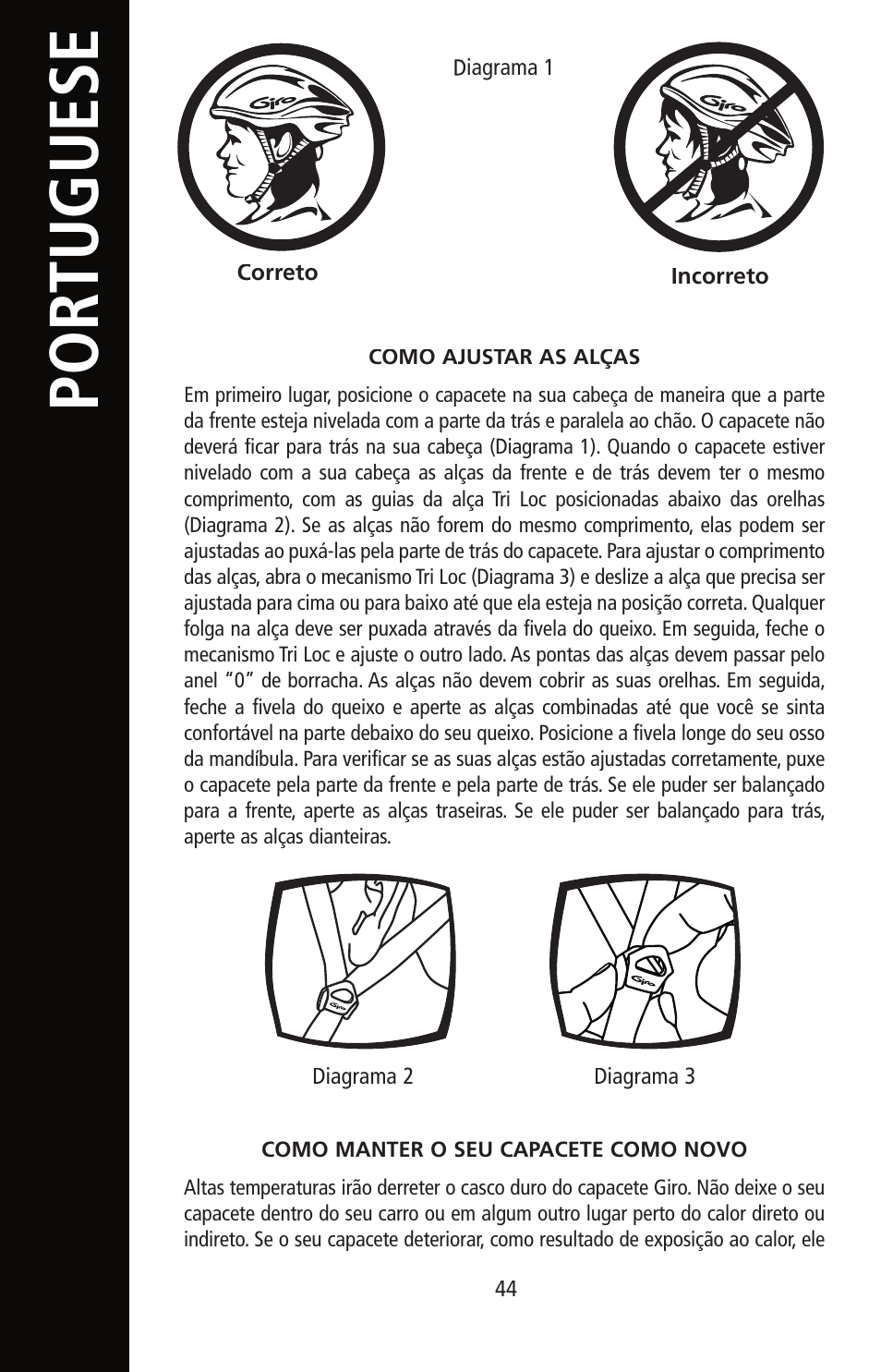 English, Por tu guese | Giro Helmet User Manual | Page 44 / 70