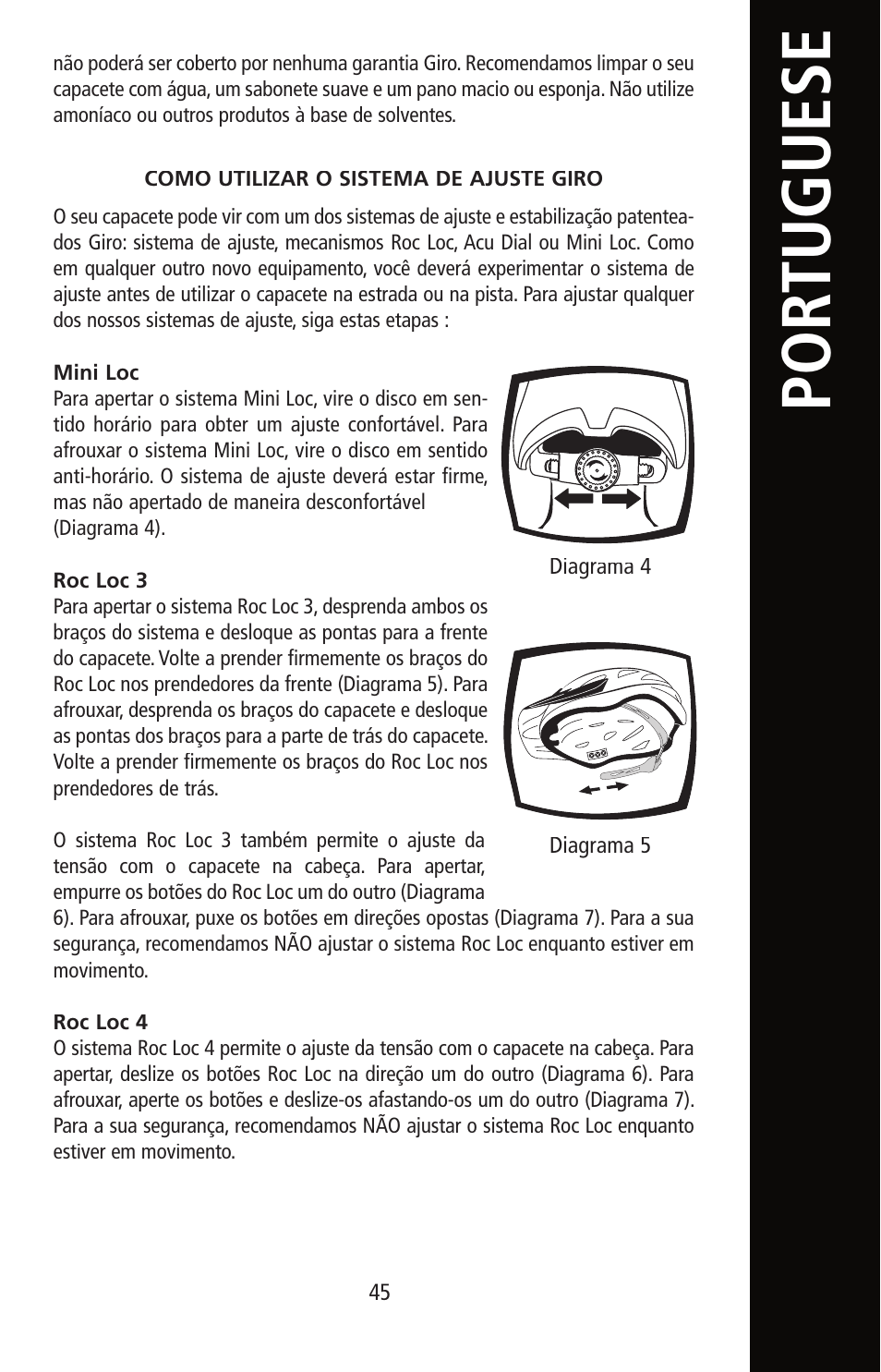 Por tu guese | Giro Helmet User Manual | Page 45 / 70