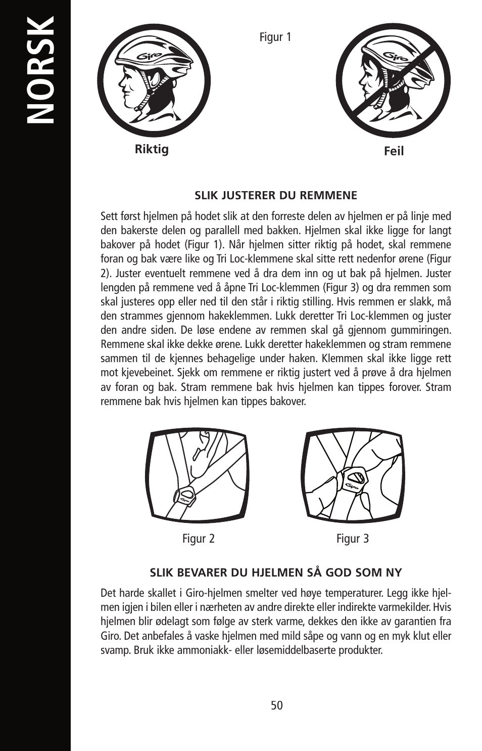 English, Norsk | Giro Helmet User Manual | Page 50 / 70