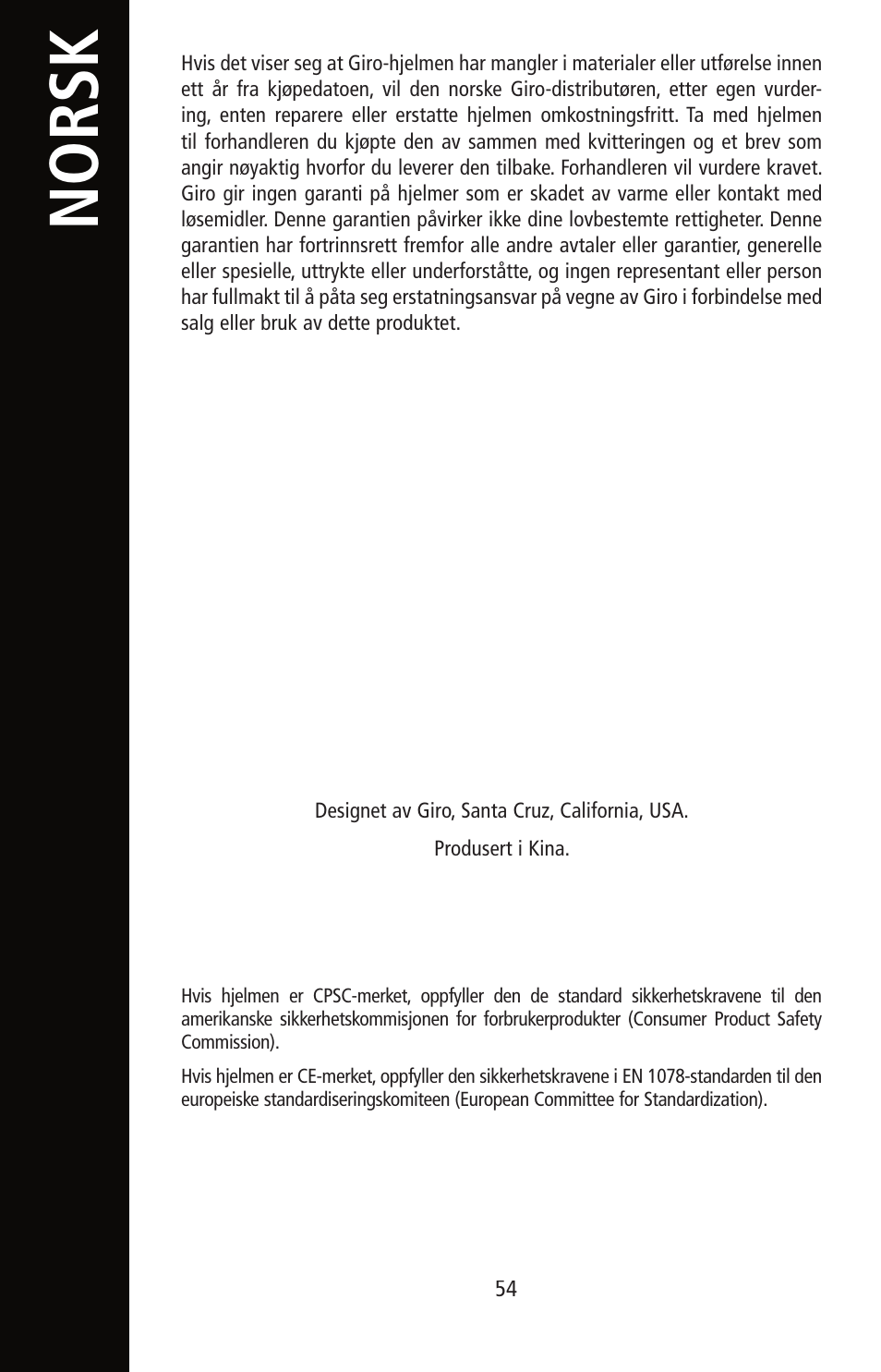 Norsk | Giro Helmet User Manual | Page 54 / 70