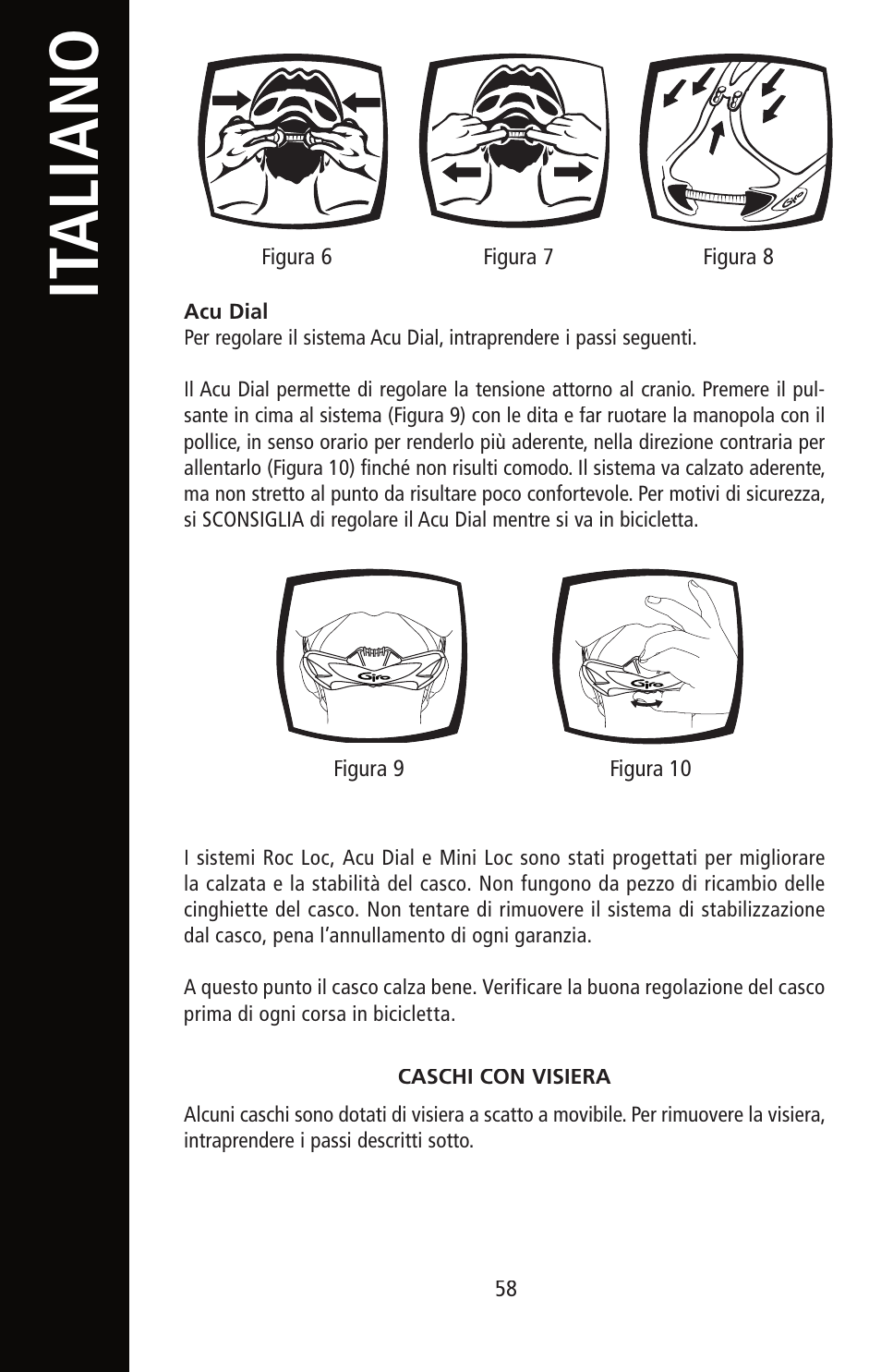 English, It aliano | Giro Helmet User Manual | Page 58 / 70