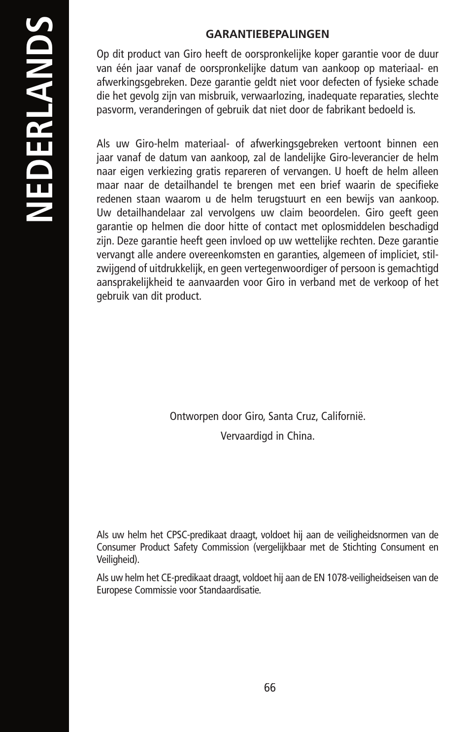Nederlands | Giro Helmet User Manual | Page 66 / 70