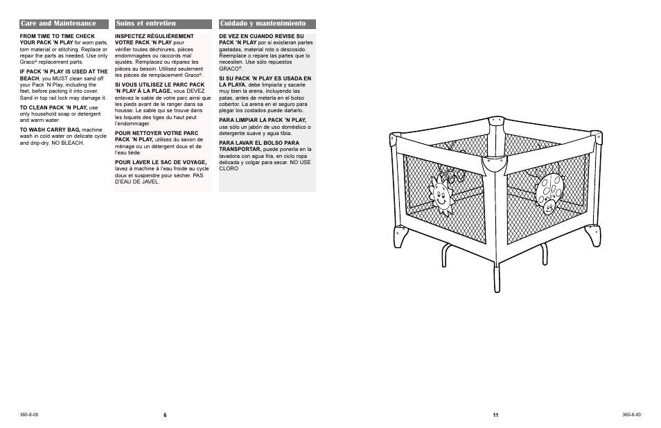 Graco Pack 'n Play 9261 User Manual | Page 6 / 15