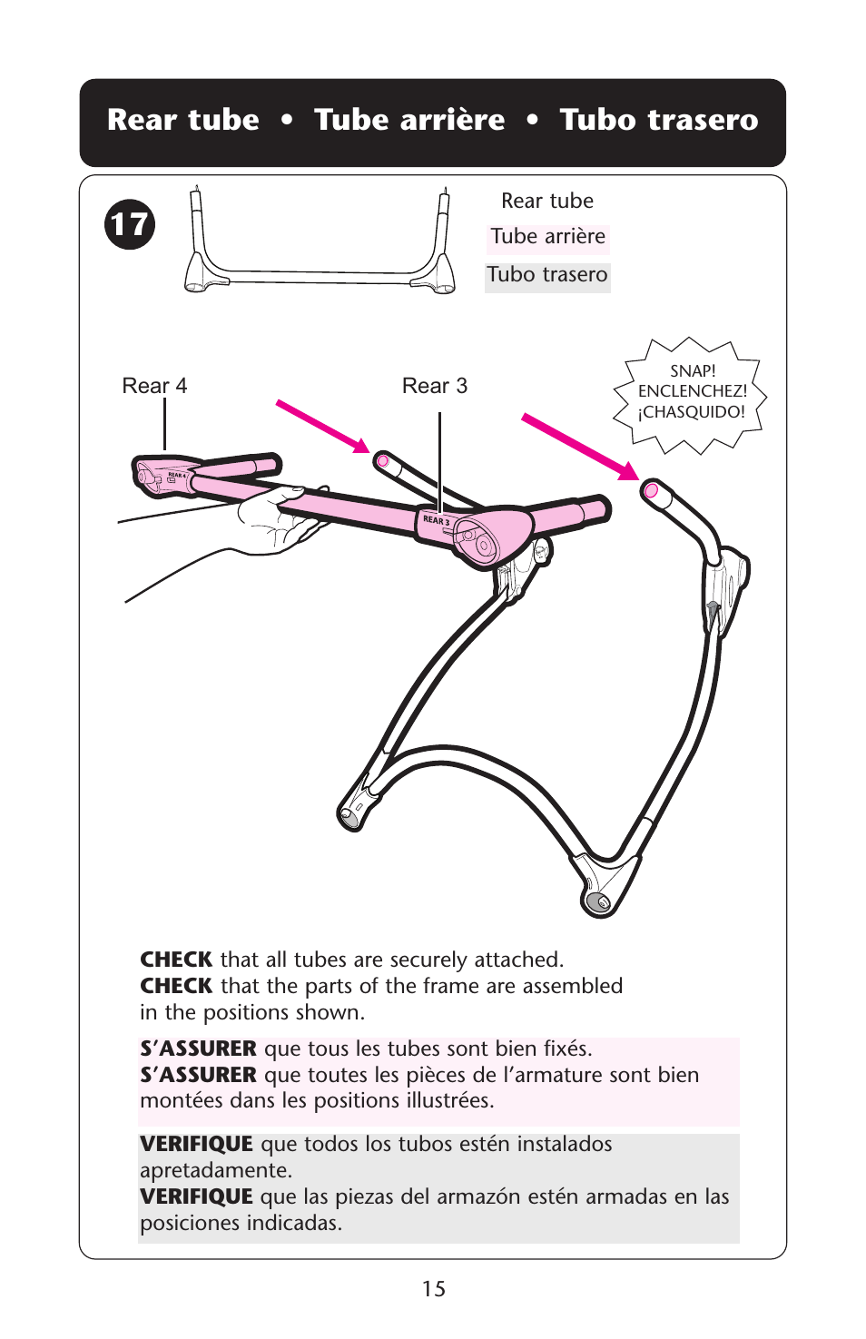 Rear tube • tube arrière • tubo trasero | Graco Lovin' Hug PD105033A User Manual | Page 15 / 44
