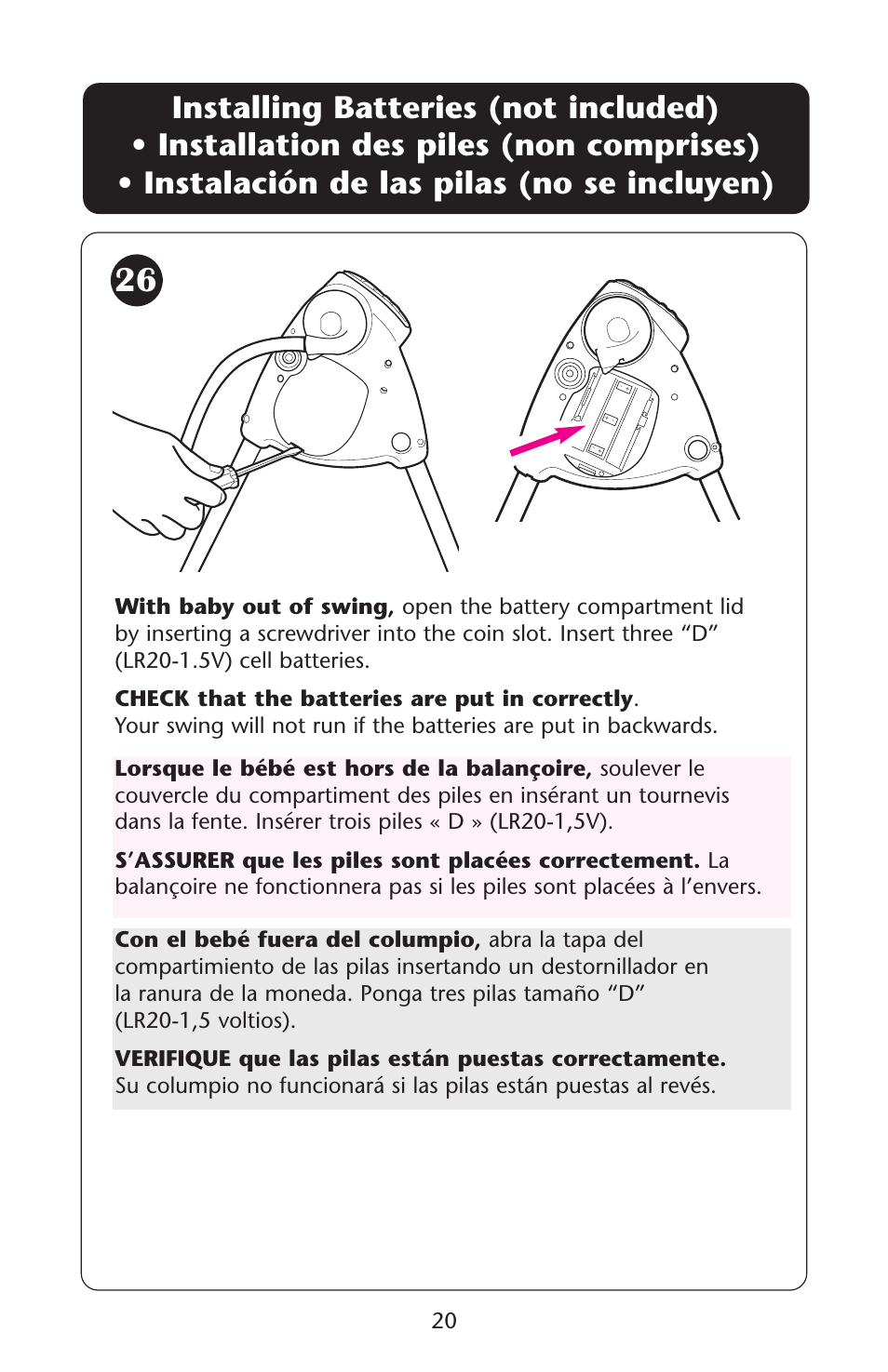 Graco Lovin' Hug PD105033A User Manual | Page 20 / 44