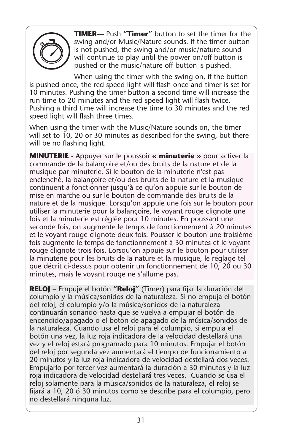 Graco Lovin' Hug PD105033A User Manual | Page 31 / 44
