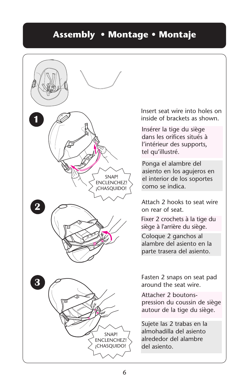 Assembly • montage • montaje | Graco Lovin' Hug PD105033A User Manual | Page 6 / 44