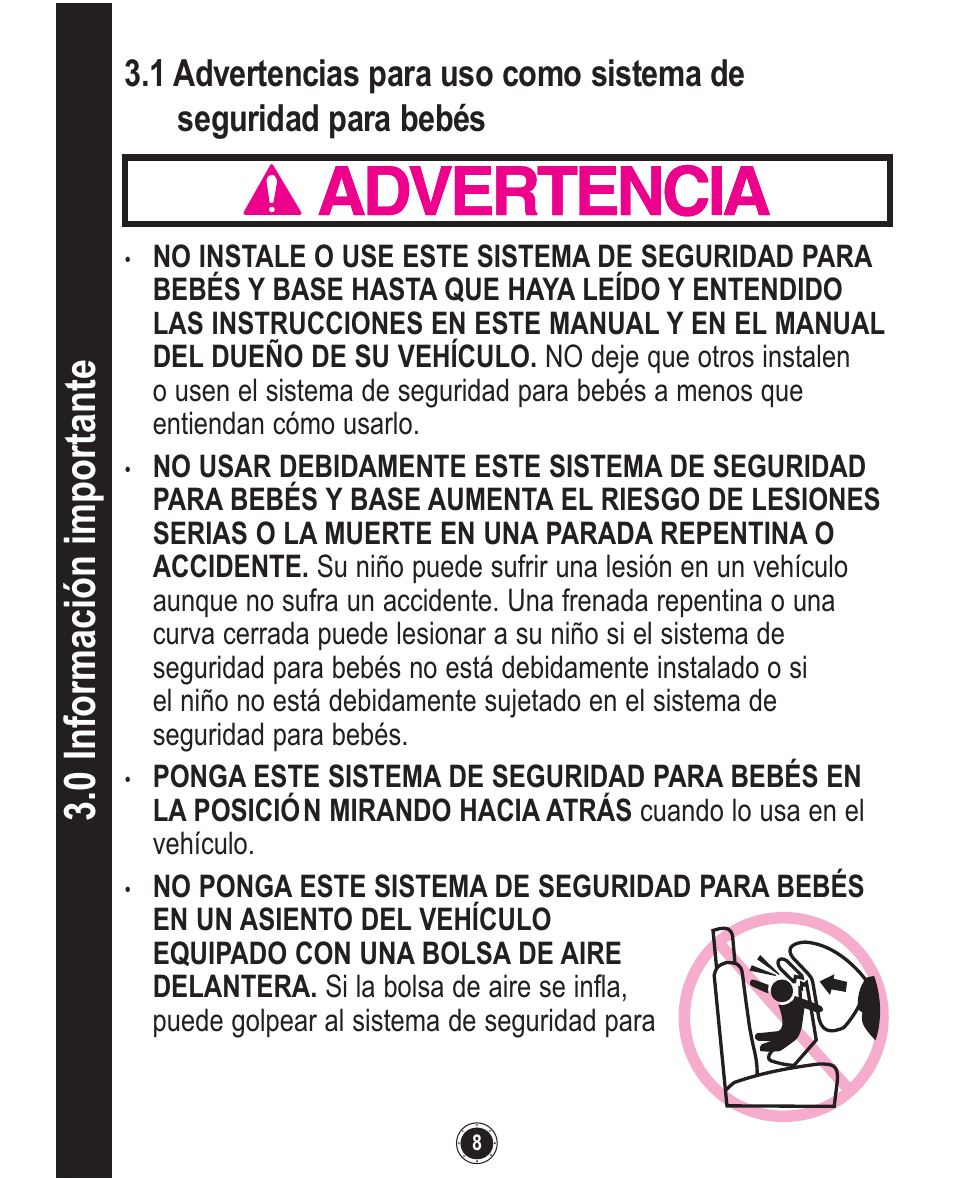 0 información importante | Graco SnugRide 1760658 User Manual | Page 52 / 88