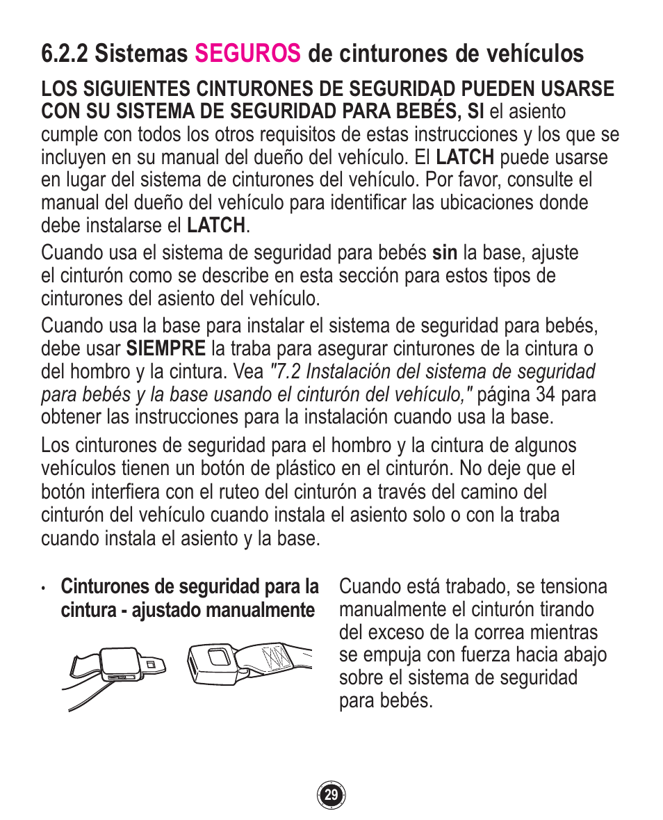2 sistemas seguros de cinturones de vehículos | Graco SnugRide 1760658 User Manual | Page 73 / 88