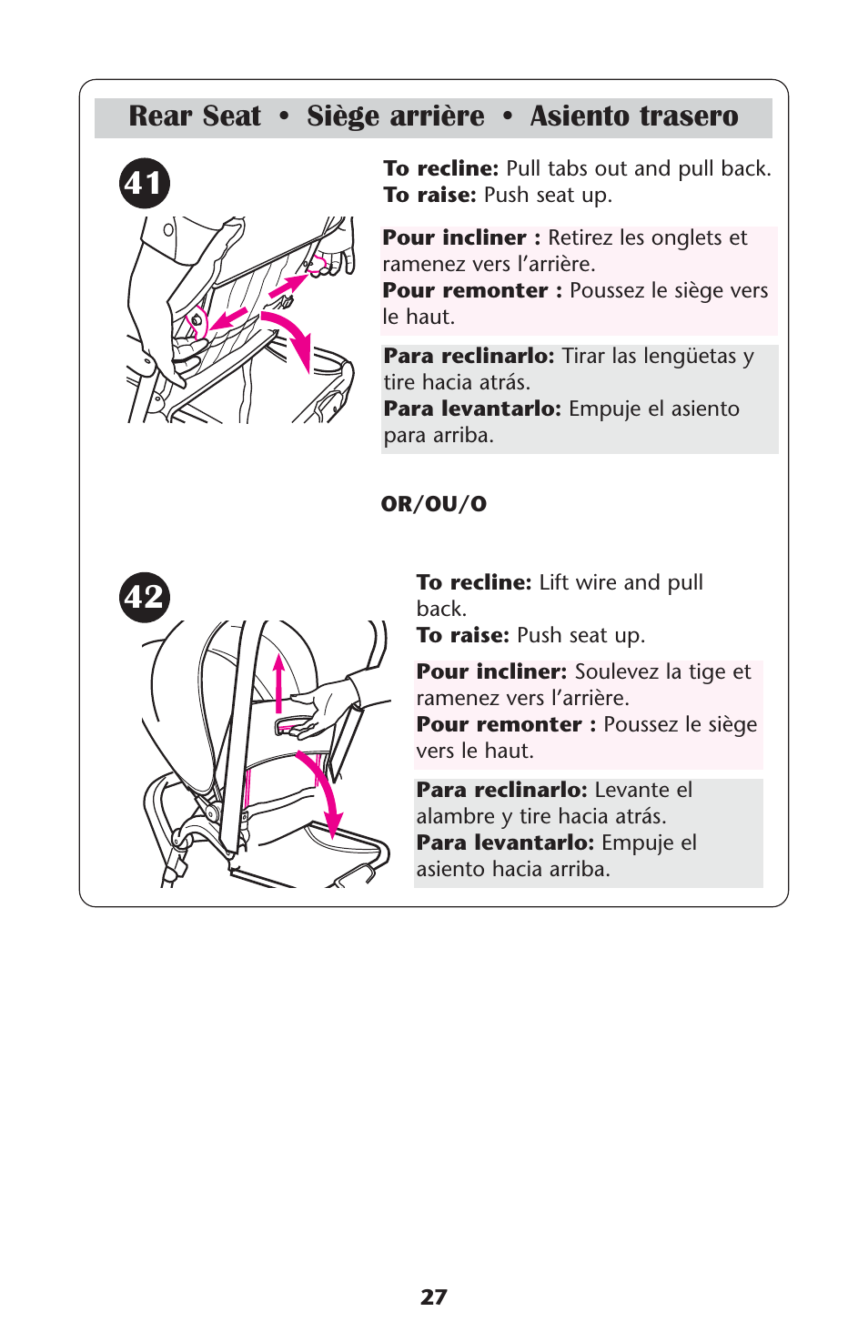 Rear seat • siège arrière • asiento trasero | Graco PD117355A User Manual | Page 27 / 36