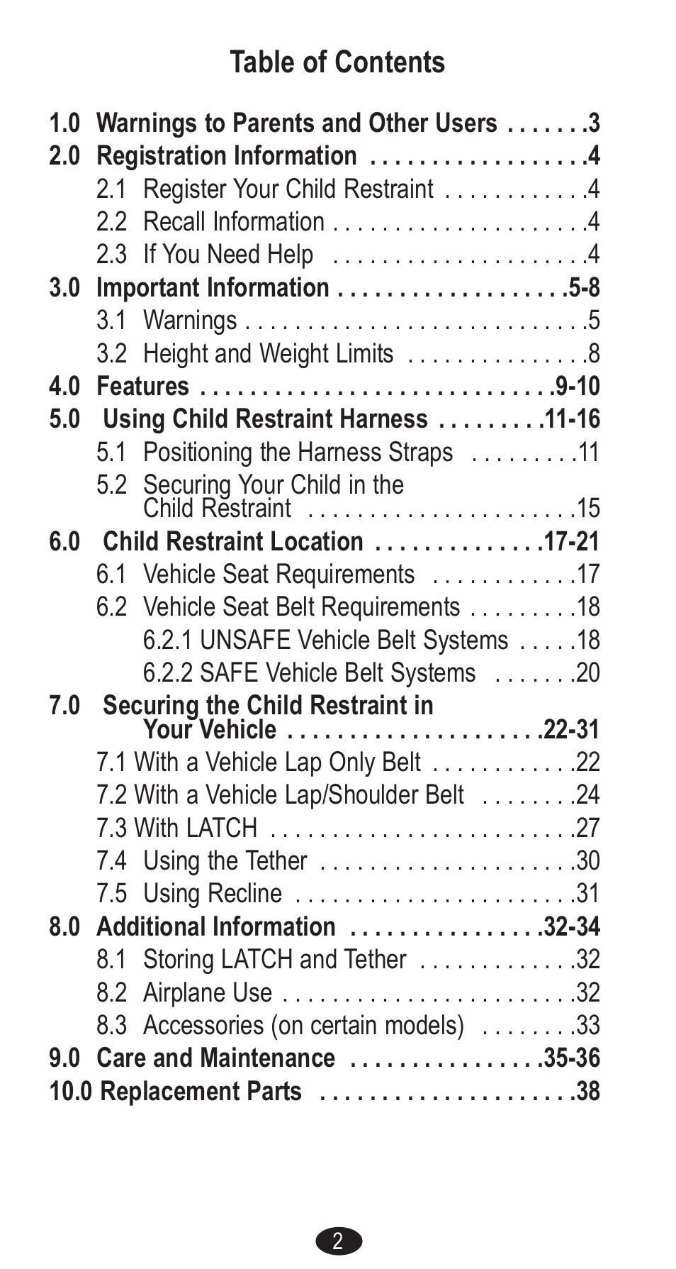 Graco Forward Facing Child Restraint User Manual | Page 2 / 76