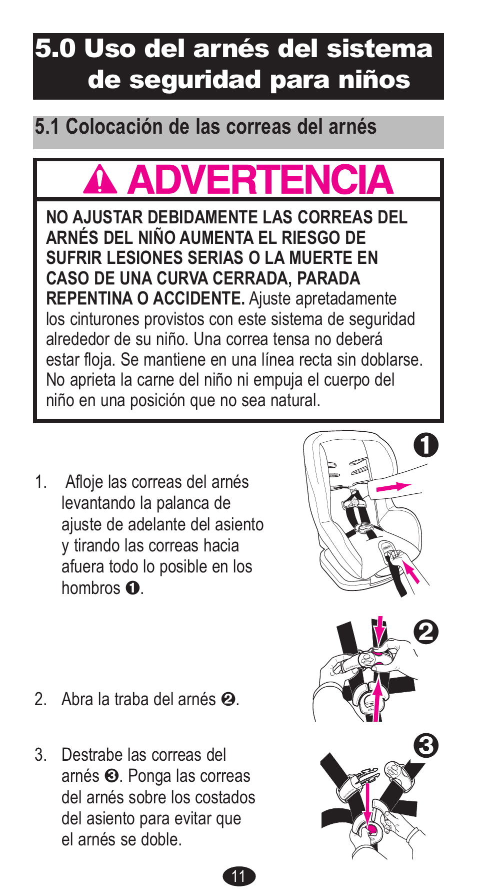1 colocación de las correas del arnés | Graco Forward Facing Child Restraint User Manual | Page 49 / 76