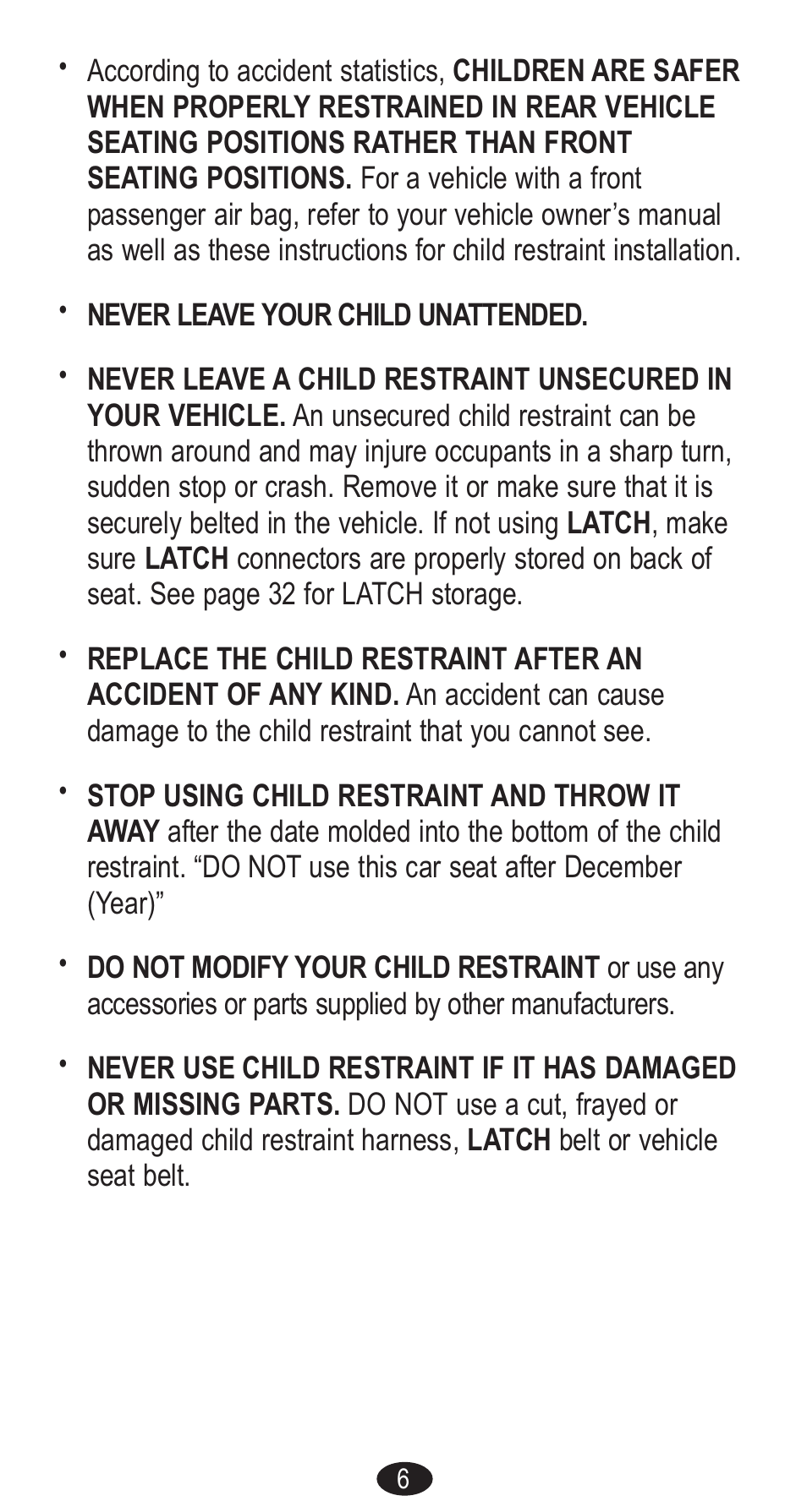 Graco Forward Facing Child Restraint User Manual | Page 6 / 76