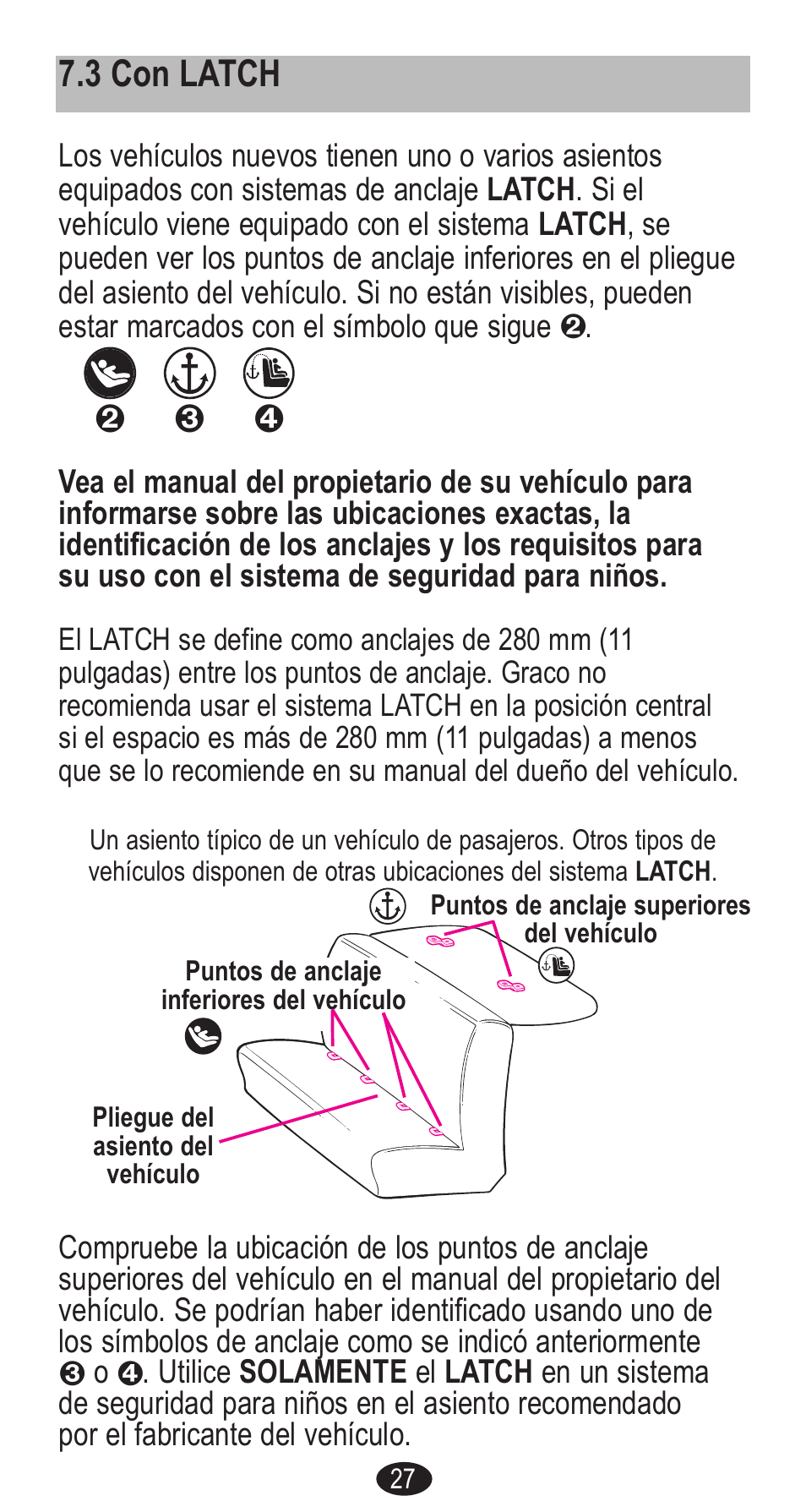3 con latch | Graco Forward Facing Child Restraint User Manual | Page 65 / 76