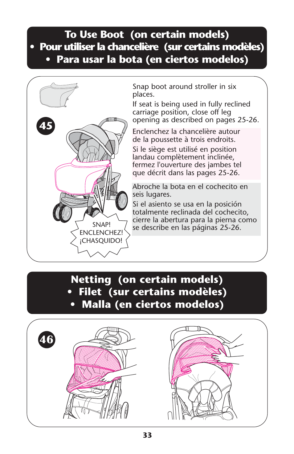 Graco Quattro Tour 1749531 User Manual | Page 33 / 128