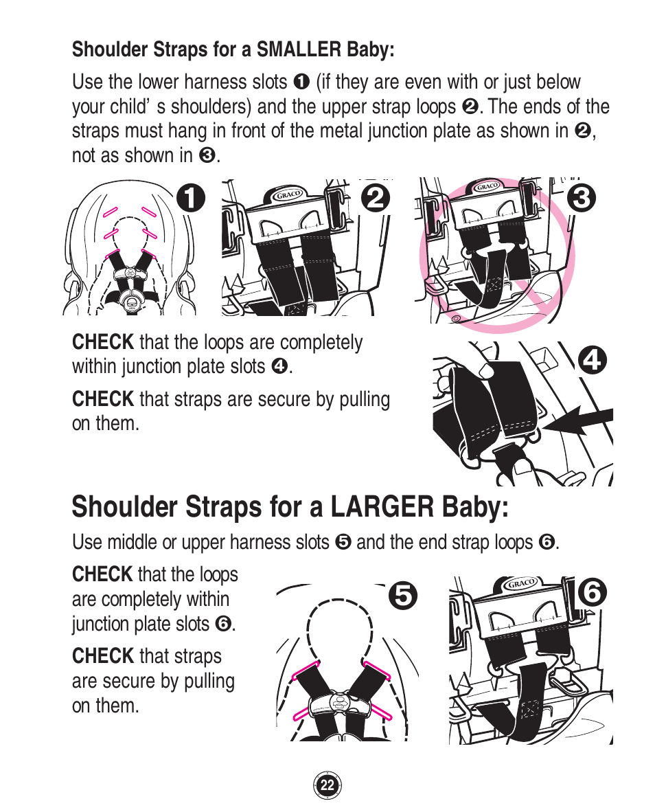 Shoulder straps for a larger baby | Graco Quattro Tour 1749531 User Manual | Page 62 / 128