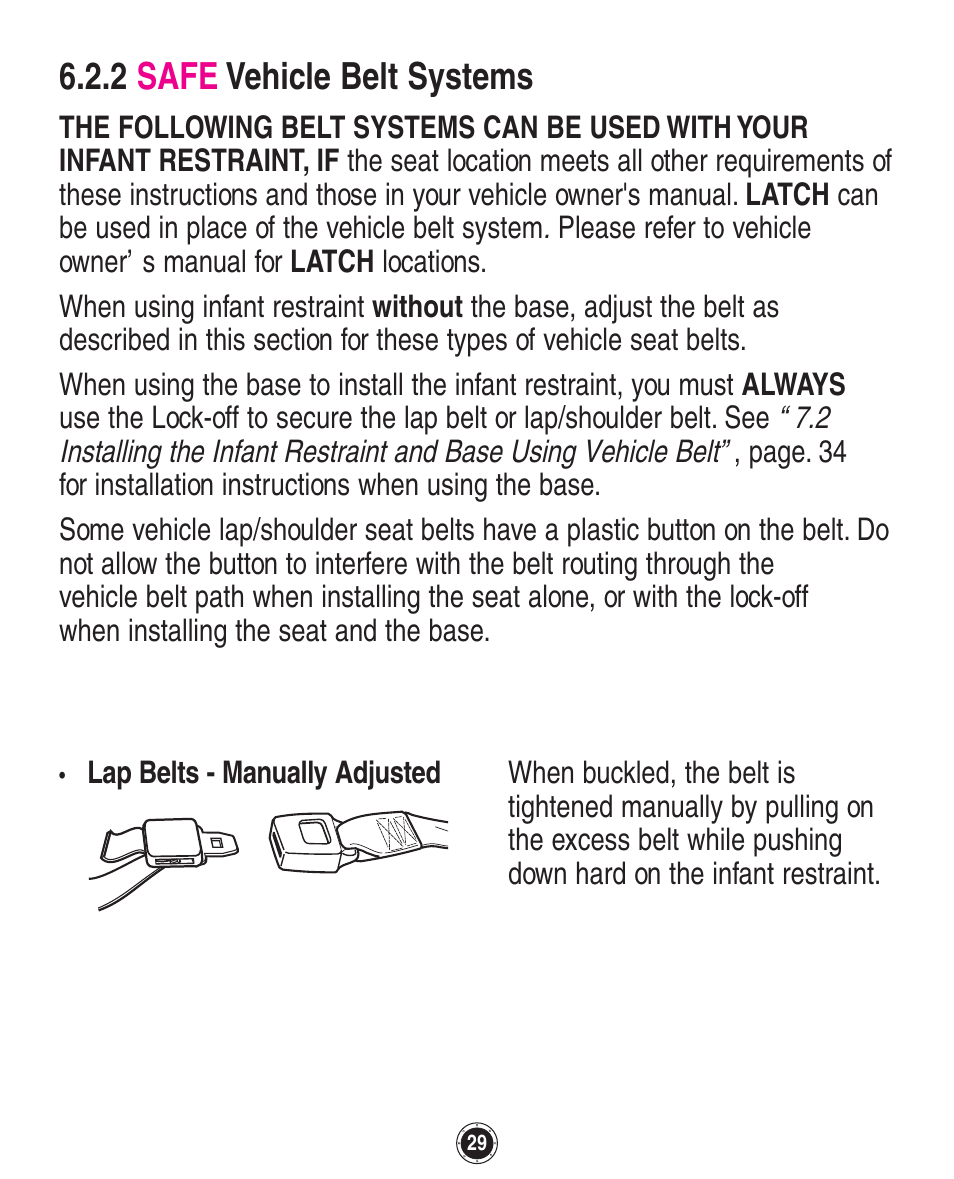 2 safe vehicle belt systems | Graco Quattro Tour 1749531 User Manual | Page 69 / 128