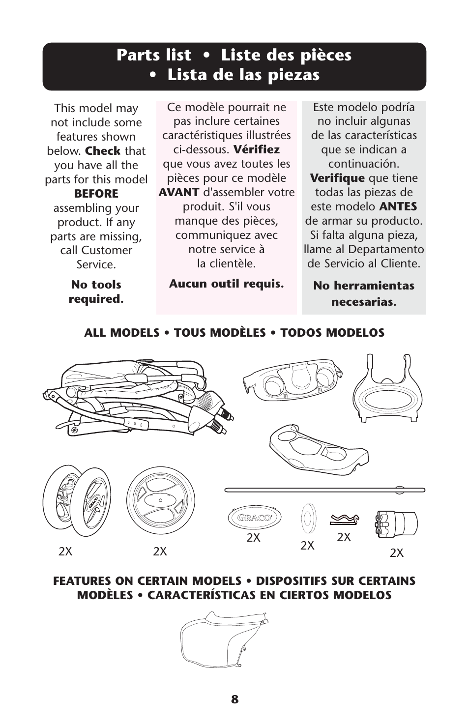 Graco Quattro Tour 1749531 User Manual | Page 8 / 128