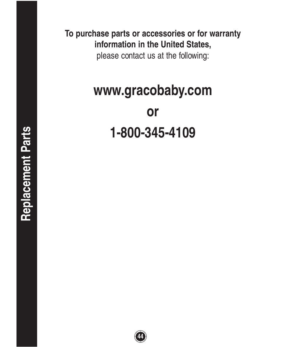 Replacement p ar ts | Graco Quattro Tour 1749531 User Manual | Page 84 / 128