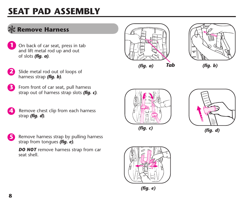 Seat pad assembly | Graco Assura ISPC116BA User Manual | Page 10 / 68