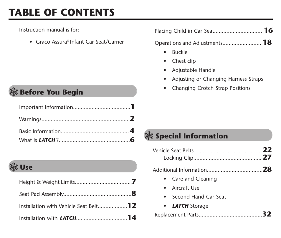 Graco Assura ISPC116BA User Manual | Page 2 / 68