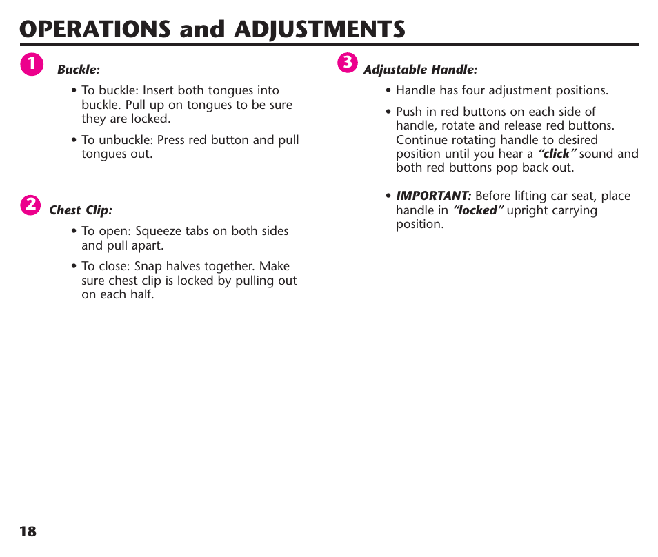 Operations and adjustments | Graco Assura ISPC116BA User Manual | Page 20 / 68