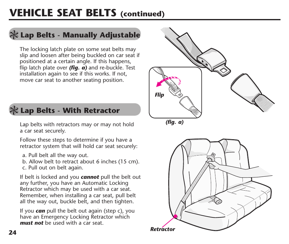 Vehicle seat belts | Graco Assura ISPC116BA User Manual | Page 26 / 68