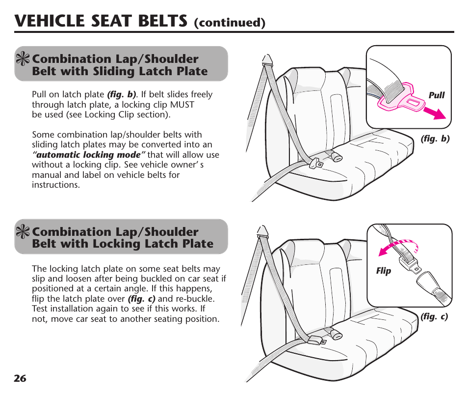 Vehicle seat belts | Graco Assura ISPC116BA User Manual | Page 28 / 68