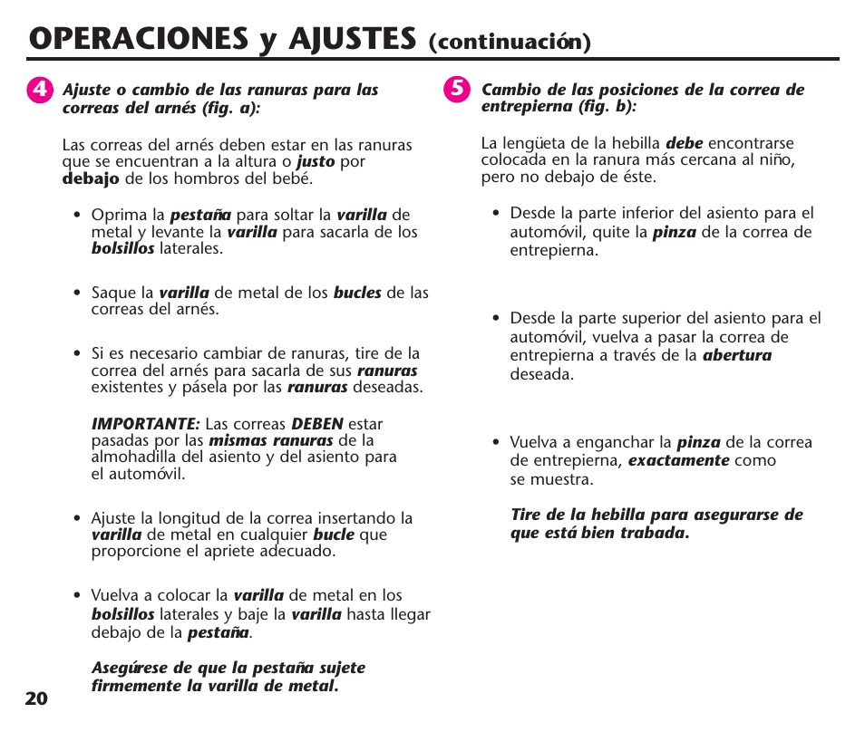 Operaciones y ajustes, Continuación) | Graco Assura ISPC116BA User Manual | Page 56 / 68
