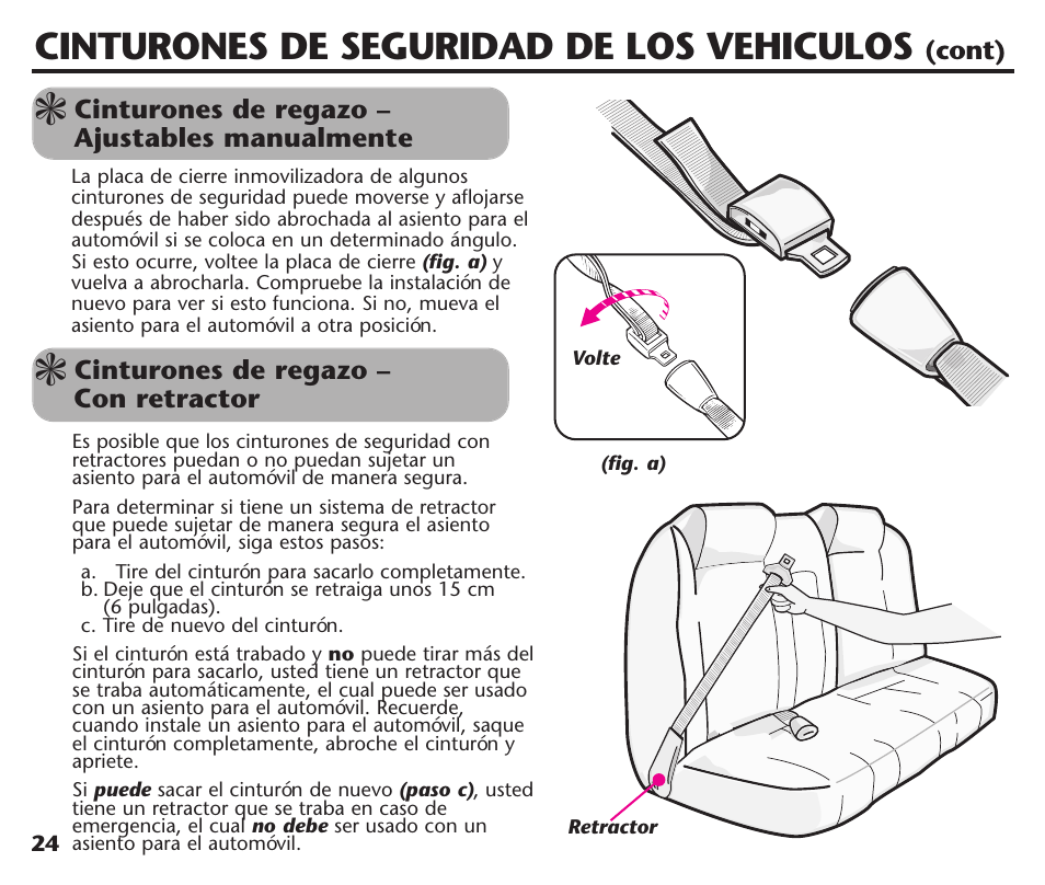 Cinturones de seguridad de los vehiculos | Graco Assura ISPC116BA User Manual | Page 60 / 68