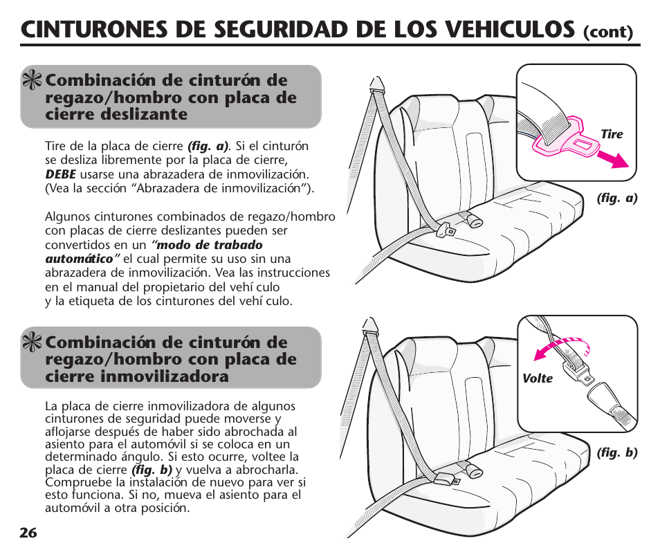 Cinturones de seguridad de los vehiculos | Graco Assura ISPC116BA User Manual | Page 62 / 68
