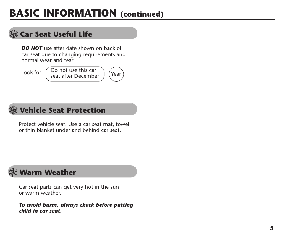 Basic information | Graco Assura ISPC116BA User Manual | Page 7 / 68