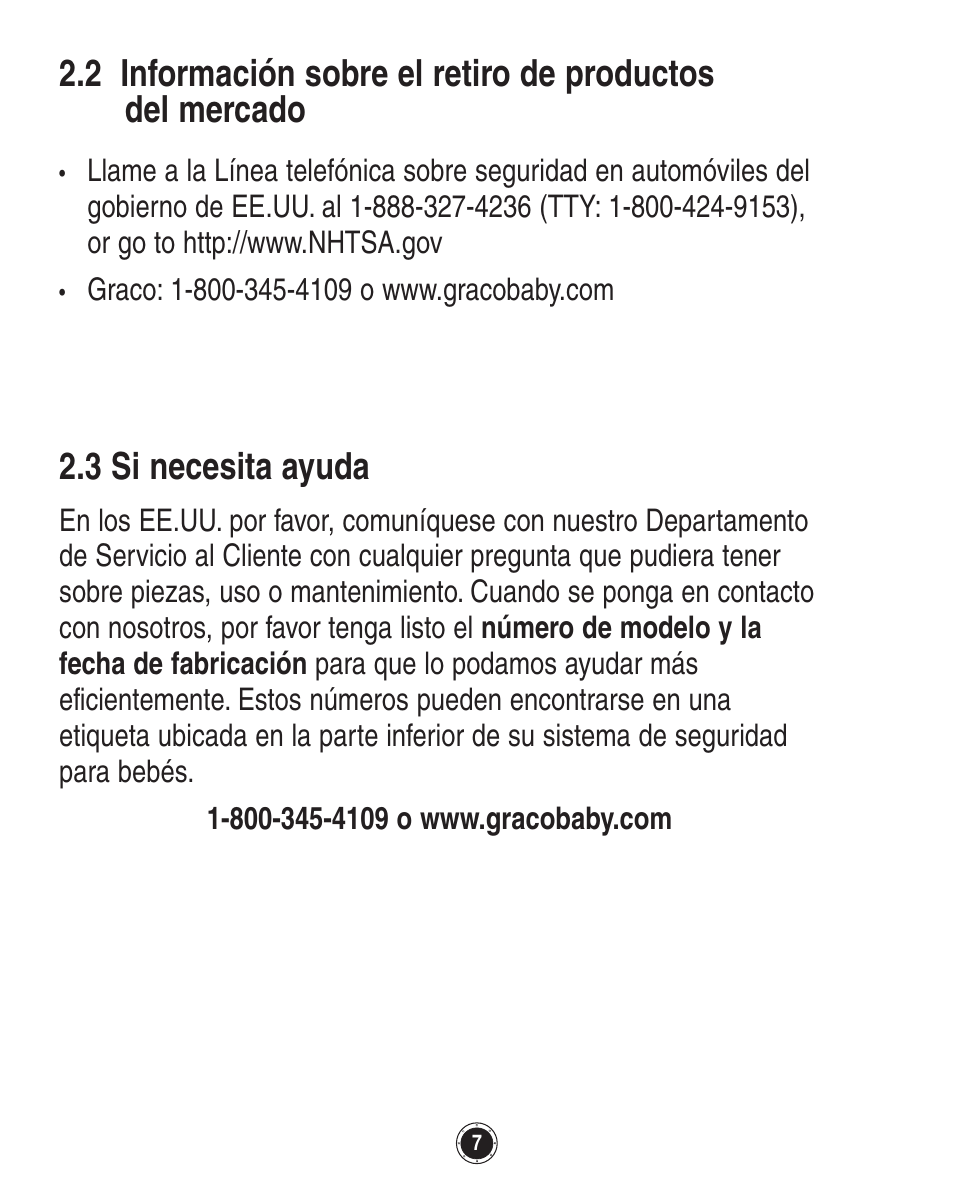 3 si necesita ayuda | Graco Baby Accessories User Manual | Page 91 / 128