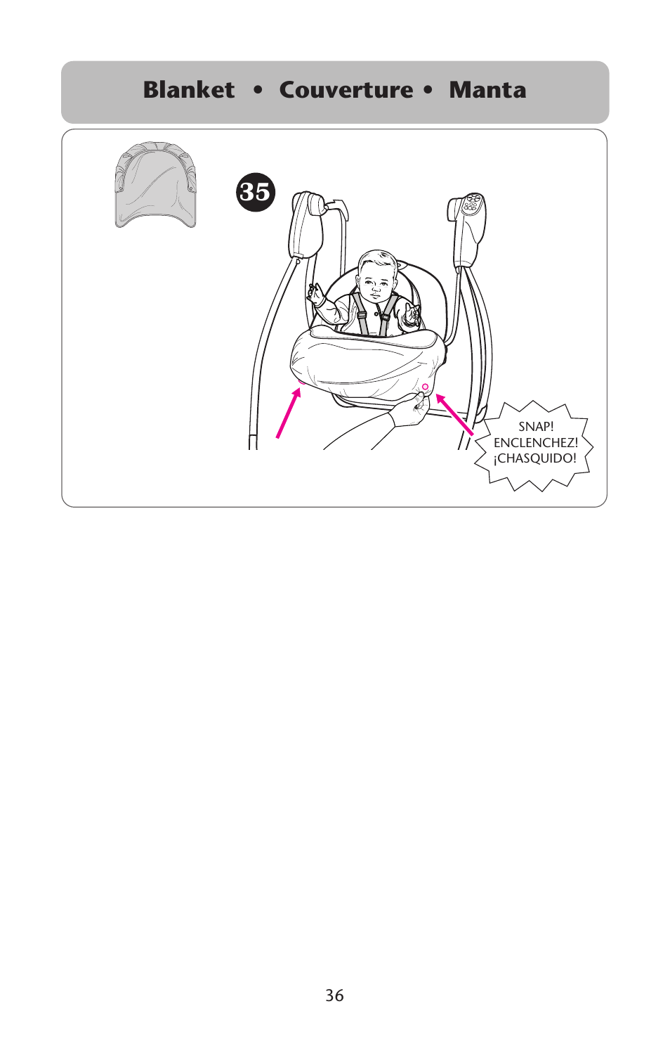 Blanket • couverture • manta | Graco Lovin' Hug 1751537 User Manual | Page 36 / 48