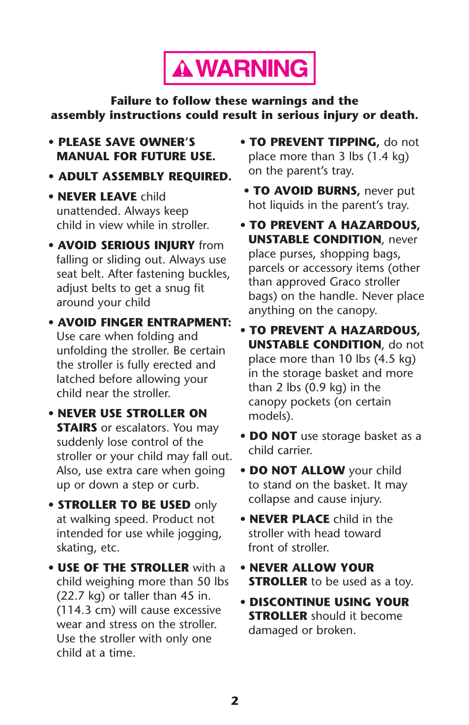 Graco 1760752 User Manual | Page 2 / 36
