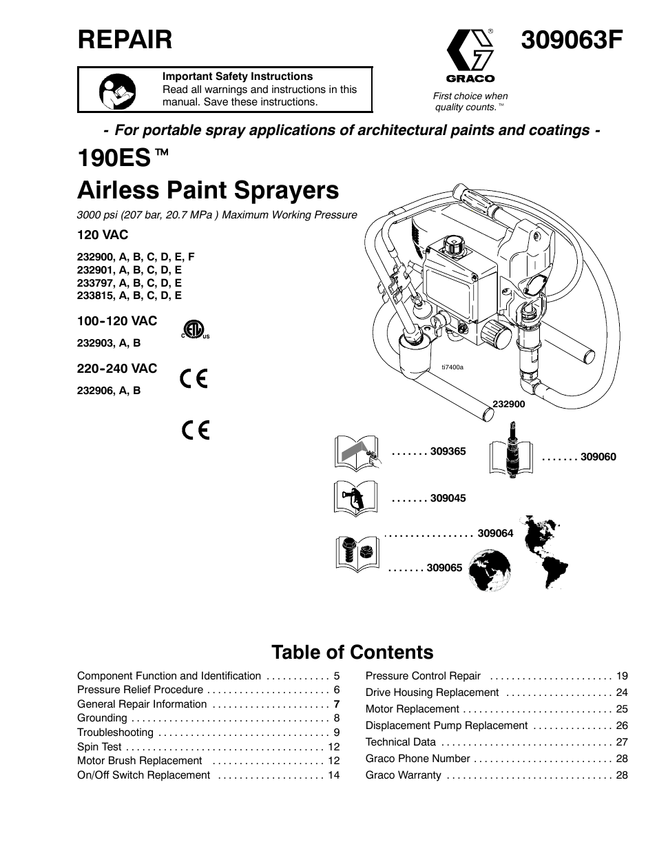 Graco 190ES 309063F User Manual | 28 pages