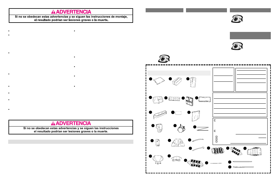 Advertencia, Replacement parts (usa) piezas de repuesto (ee.uu), Replacement parts (canada) | Des pièces de remplacement (au canada), Cuidado y mantenimiento, Al instalar la pack ’n play, Al usar la pack ’n play, Para evitar el riesgo de sofocación, Para evitar el riesgo de estrangulación | Graco 9651 User Manual | Page 21 / 21