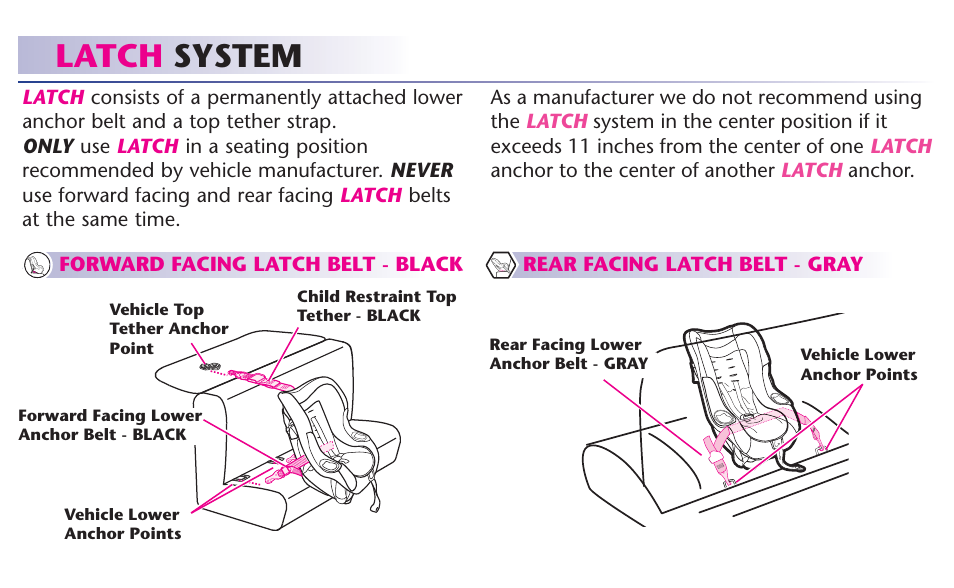 Latch system | Graco 65 User Manual | Page 12 / 104