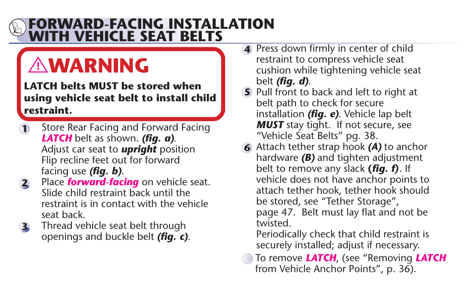 Warning | Graco 65 User Manual | Page 22 / 104