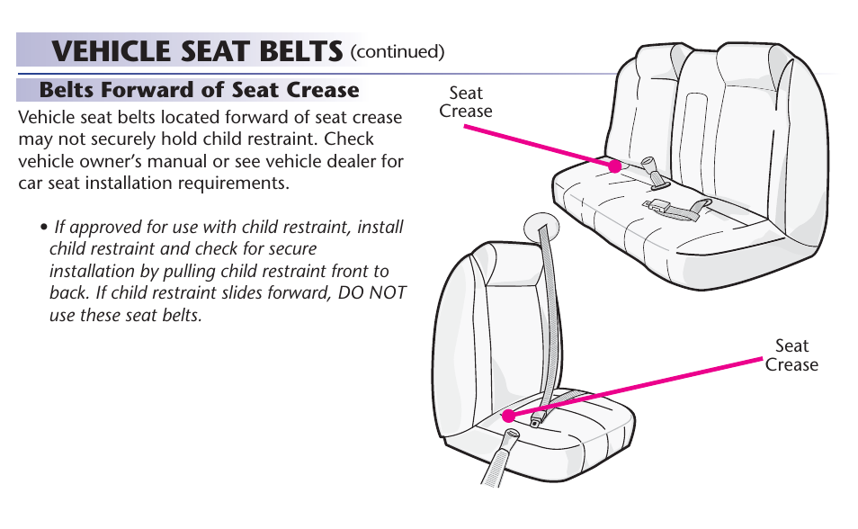 Vehicle seat belts | Graco 65 User Manual | Page 39 / 104