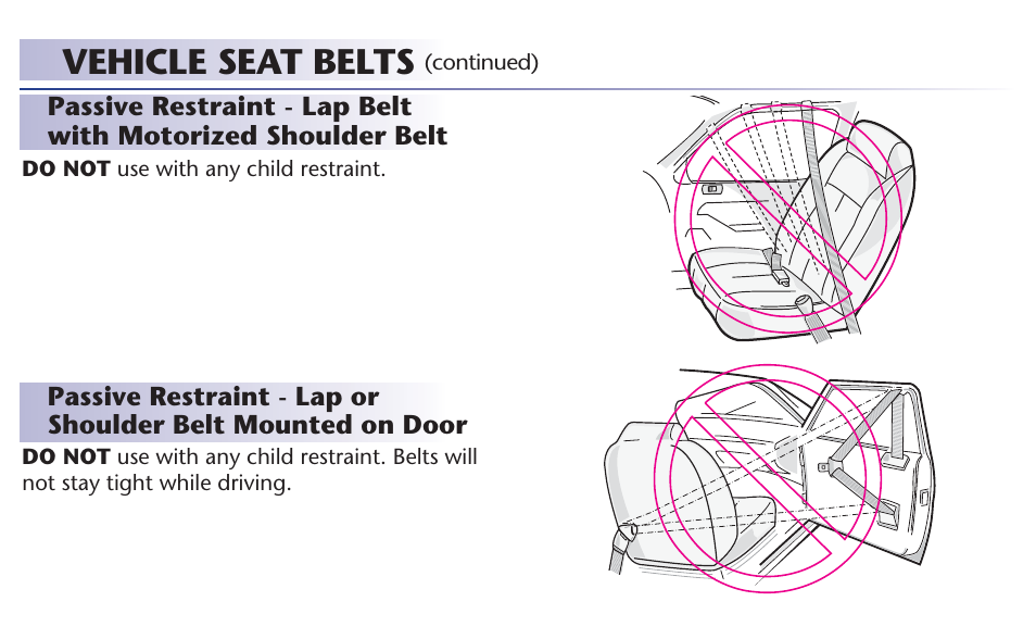 Vehicle seat belts | Graco 65 User Manual | Page 42 / 104