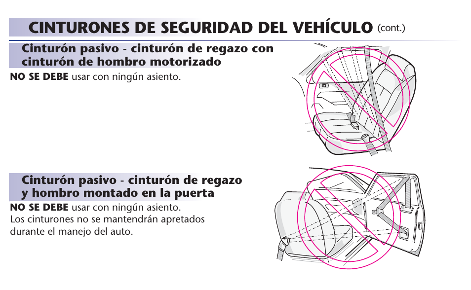 Cinturones de seguridad del vehículo | Graco 65 User Manual | Page 94 / 104