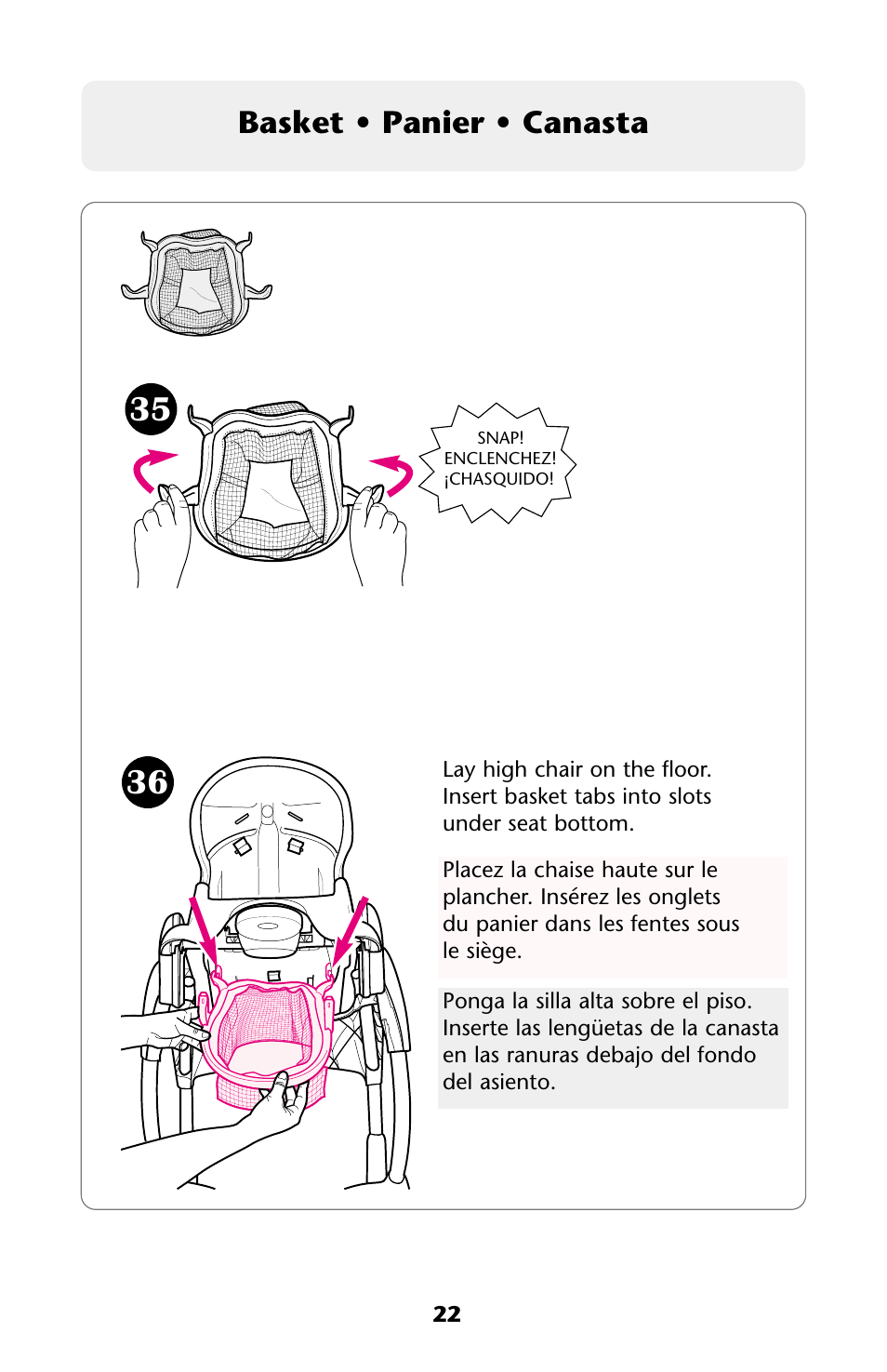 Basket • panier • canasta | Graco ISPH013AB 05/05 User Manual | Page 22 / 28