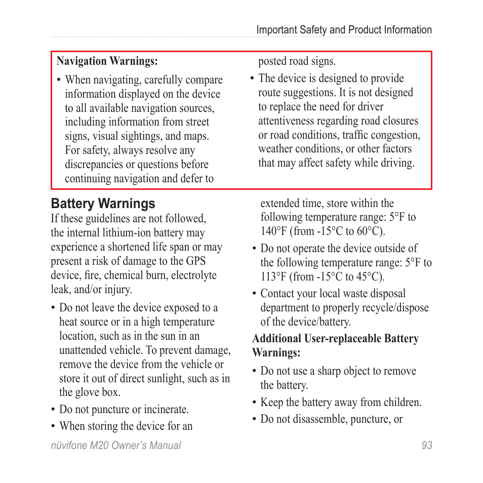 Graco NuviFone m20 User Manual | Page 101 / 114