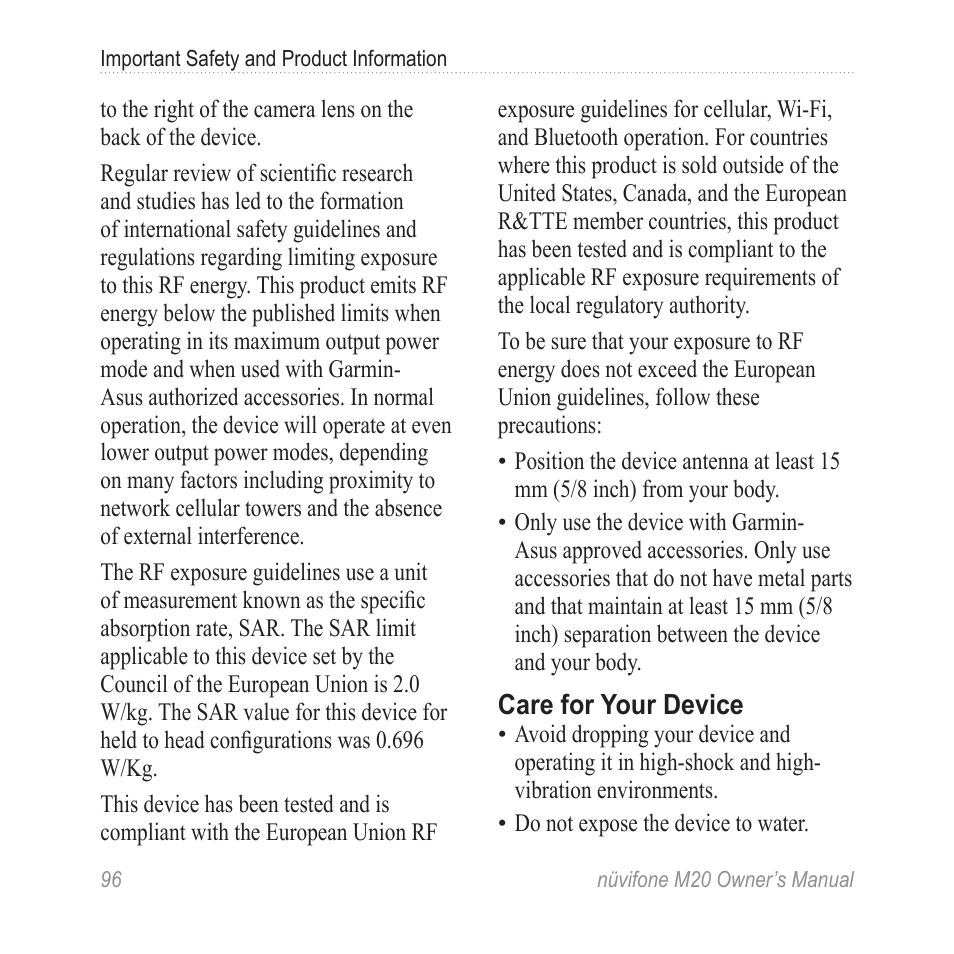 Graco NuviFone m20 User Manual | Page 104 / 114