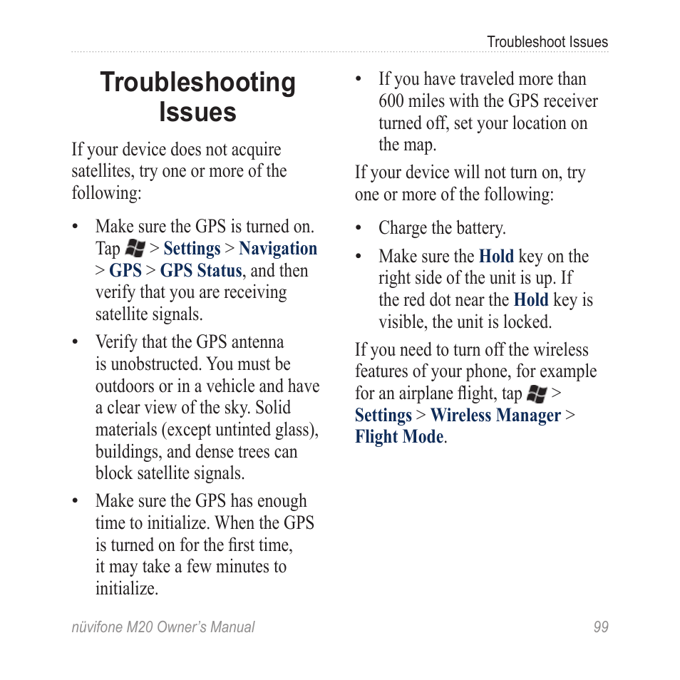 Troubleshooting issues | Graco NuviFone m20 User Manual | Page 107 / 114