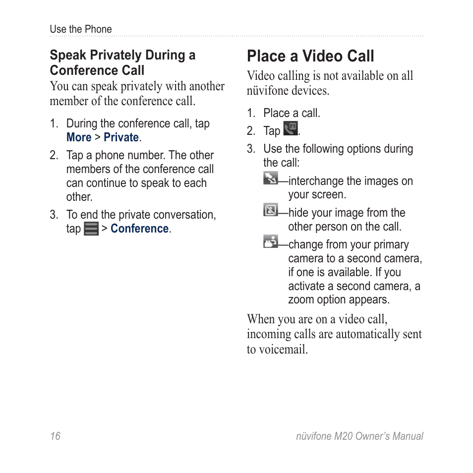 Place a video call | Graco NuviFone m20 User Manual | Page 24 / 114