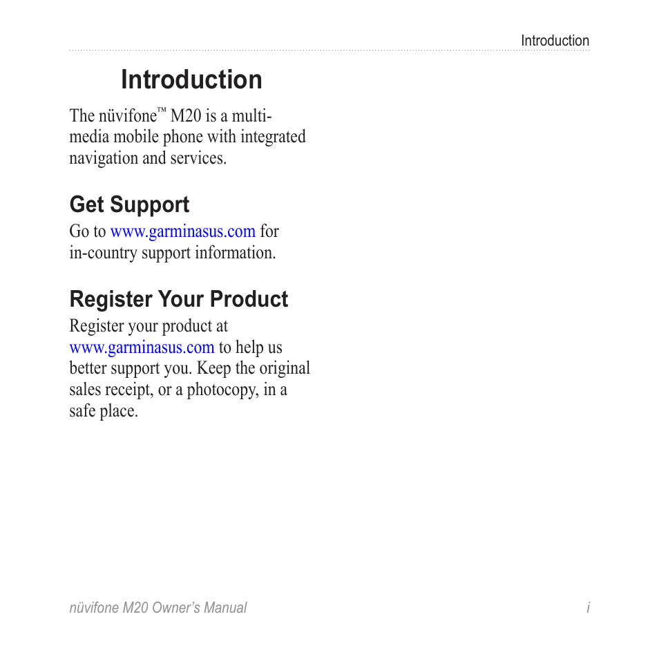 Introduction, Get support, Register your product | Graco NuviFone m20 User Manual | Page 3 / 114