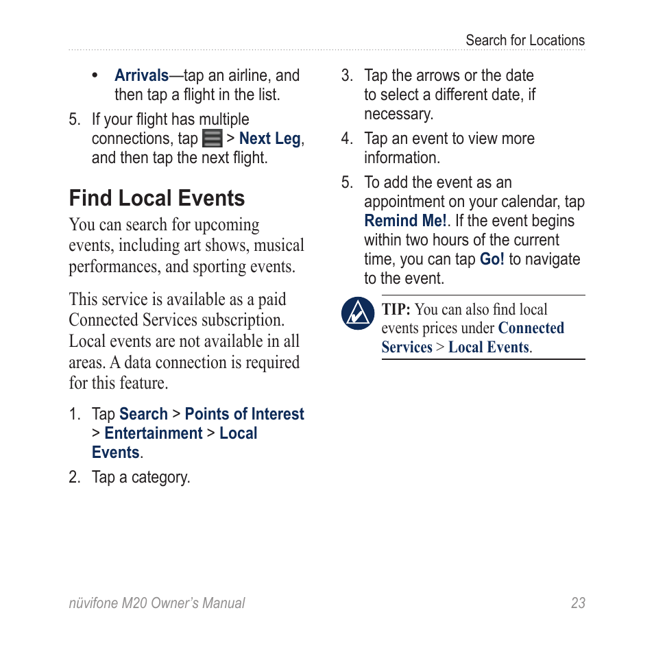 Find local events | Graco NuviFone m20 User Manual | Page 31 / 114