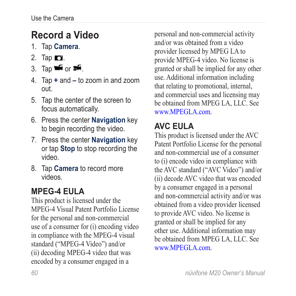 Record a video | Graco NuviFone m20 User Manual | Page 68 / 114